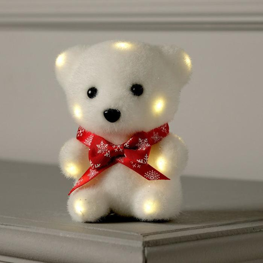 Фигура световая "Медведь в бабочке", 13 LED, 12х9х8 см, фиксинг, от батар., Т/БЕЛЫЙ