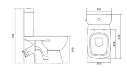 Унитаз напольный безободковый Santek Нео с крышкой SoftClose 1WH302418 схема
