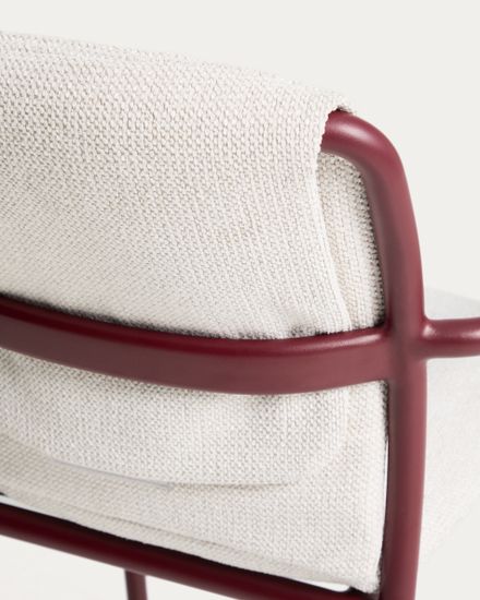 Уличный стул Linosa из бордового алюминия с бежевой подушкой