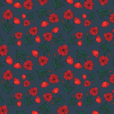 Seamless pattern of  poppy flowers.