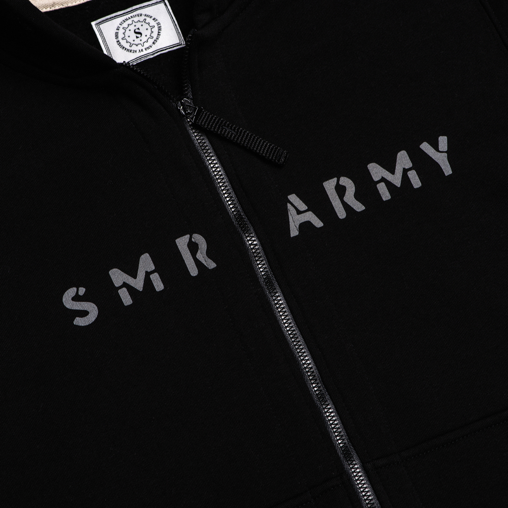 Hoodie FULL ZIP SMR ARMY Black