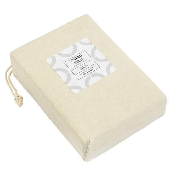 Простыня на резинке из хлопкового трикотажа серо-бежевого цвета из коллекции essential