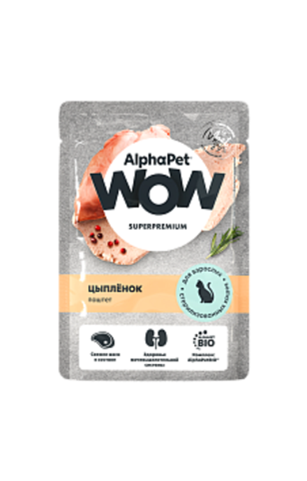 АльфаПет WOW 85г пауч цыпленок паштет для стерилизованных кошек