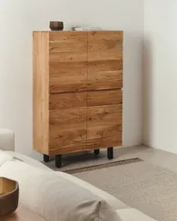 Буфет Uxue из массива акации с беленой отделкой и черной сталью 100 x 155