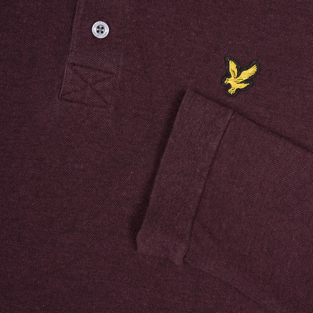 Темно-бордовое лонгслив-поло Lyle & Scott, L slim