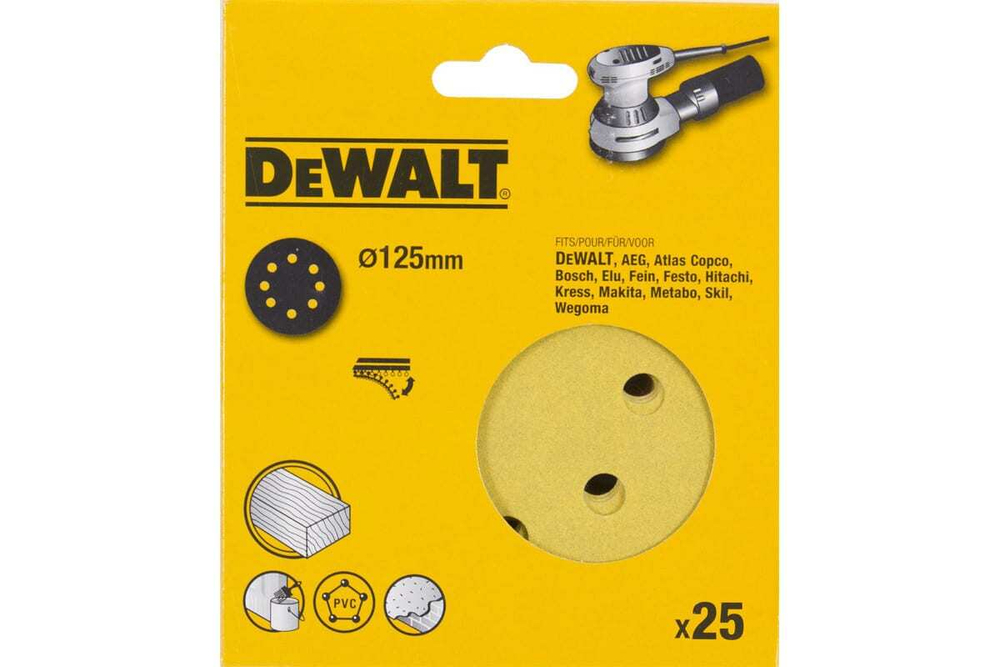 Круг шлифовальный (125 мм; Р240) 25 шт. DEWALT DT 3117