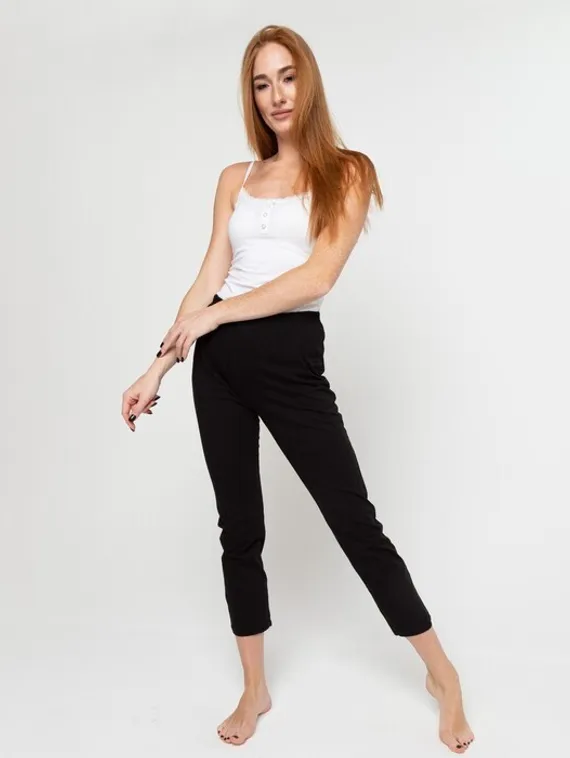 Брюки домашние женские, цвет чёрный, размер 48