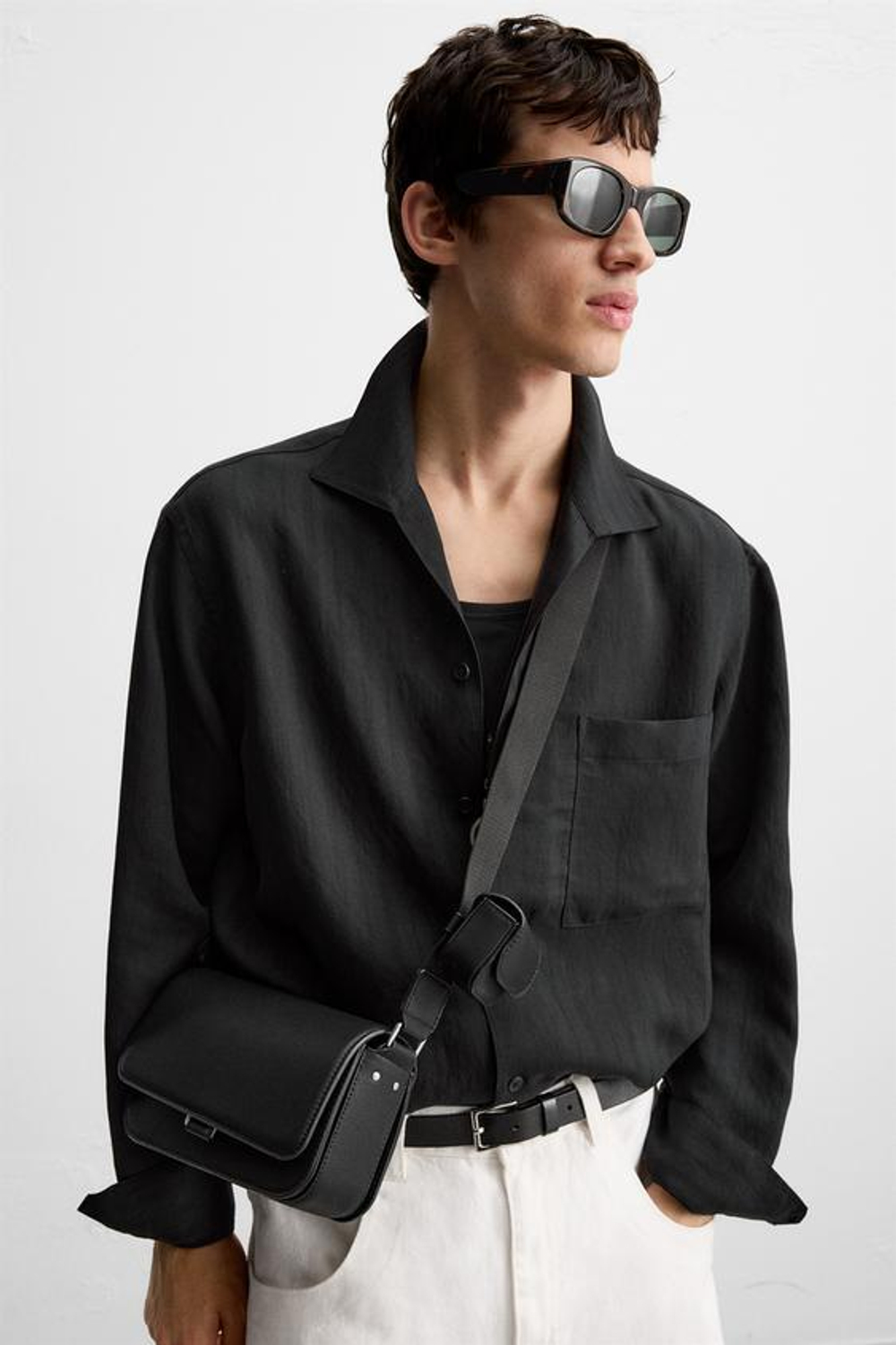 ZARA СУМКА С ТЕКСТУРОЙ, ЧЕРНЫЙ