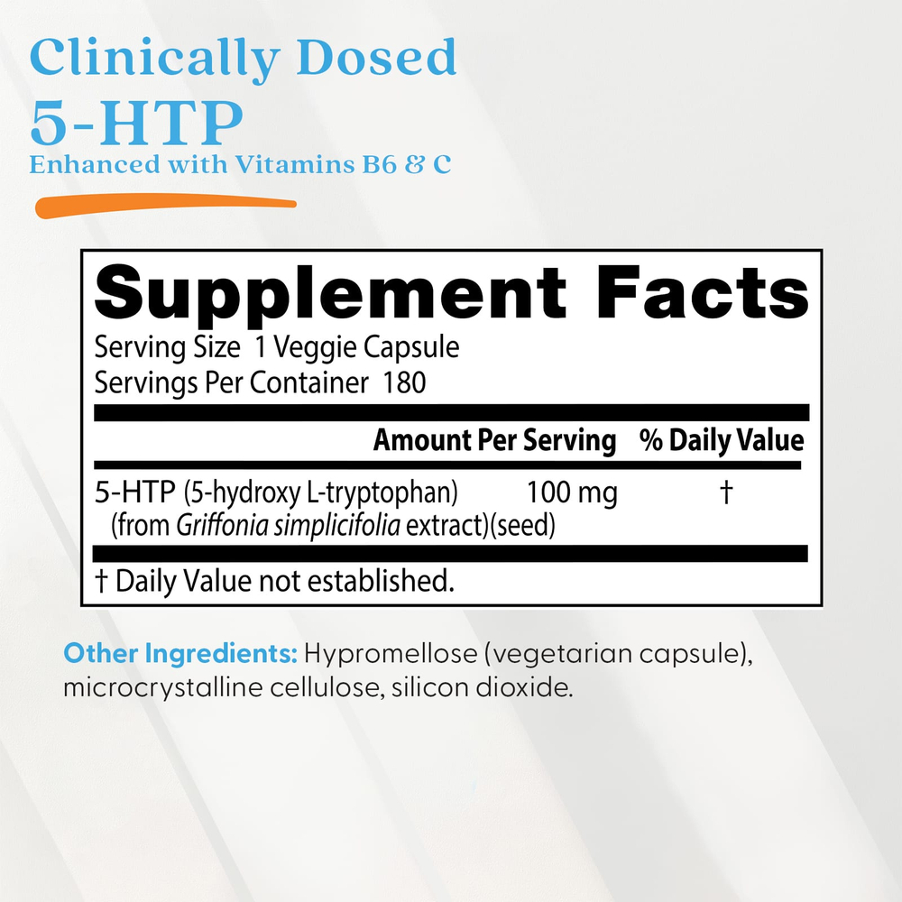Doctor's Best, 5-HTP, 100 мг, 180 вегетарианских капсул