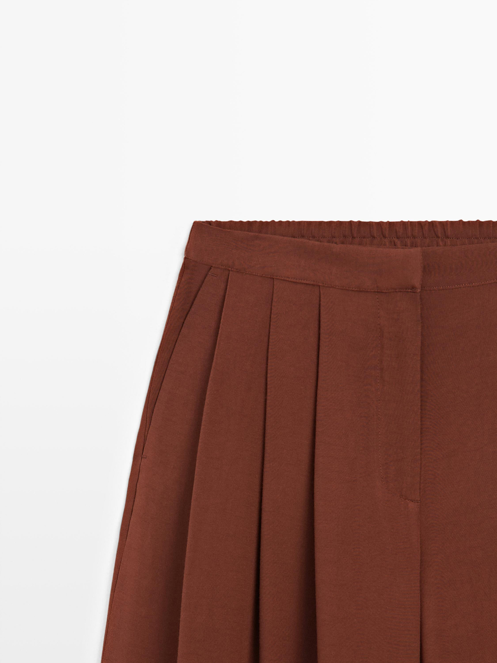 Massimo Dutti Широкие брюки с вытачками и эластичным поясом, оранжевый