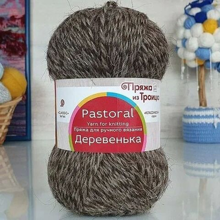 Деревенька пряжа Троицкая 100%шерсть 5х100г/170м (1560-Мулине(серый-коричневый-серый))