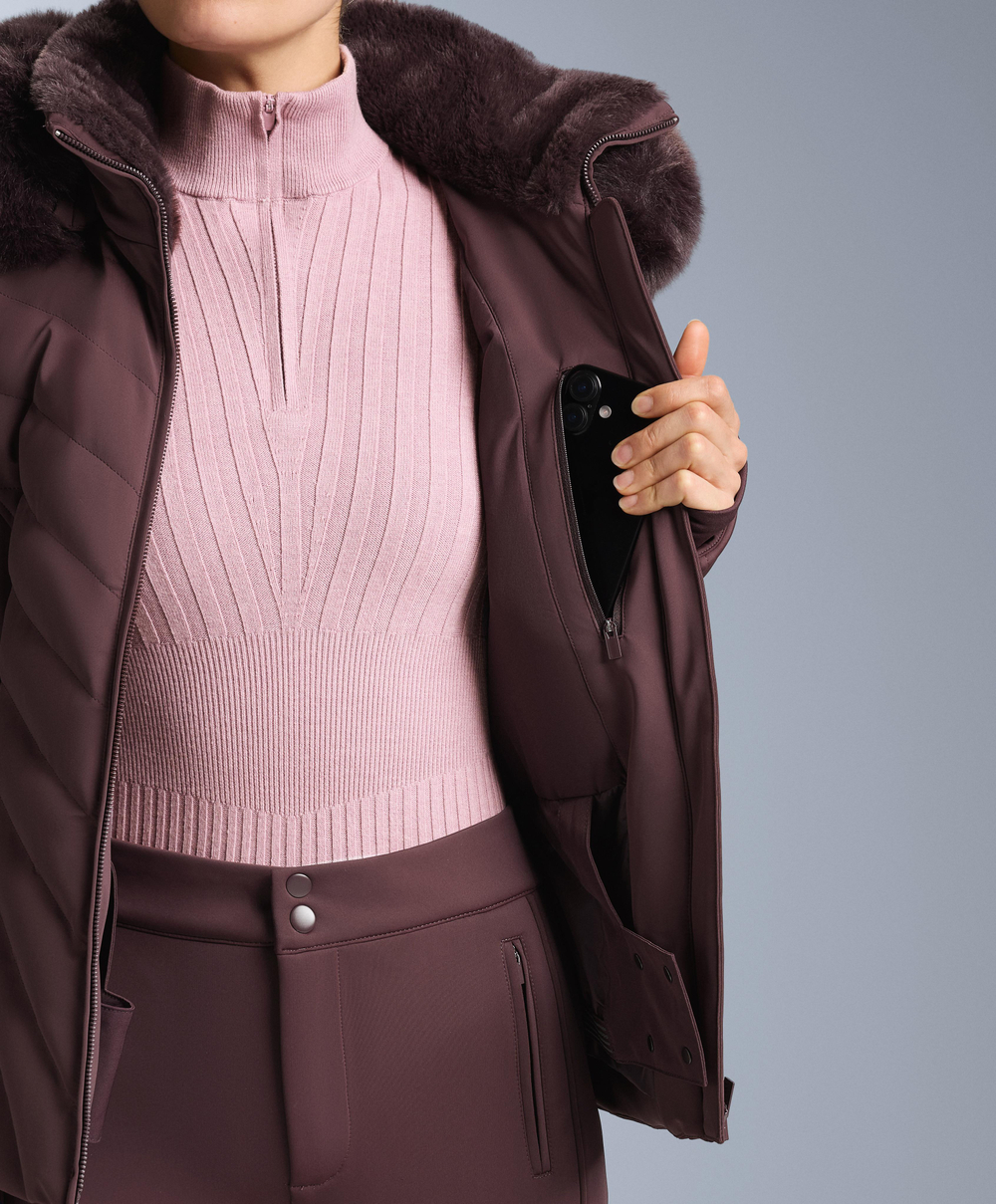 OYSHO Водостойкая облегающая куртка Primaloft® SKI, темно-винный