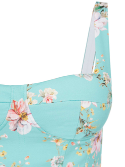 Сарафан корсажный миди с цветочным принтом