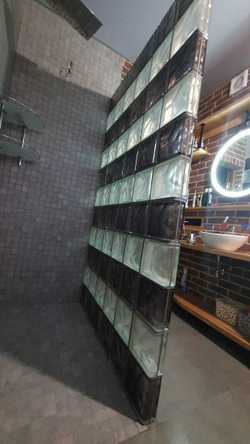 Стеклоблок перламутровый золотой волна Vitrablok 19х19x8