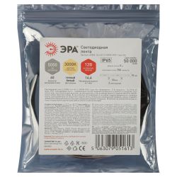 Светодиодная лента ЭРА LS5050 -14,4-60-12-3000K-IP65-1 year-5m теплый белый 5м