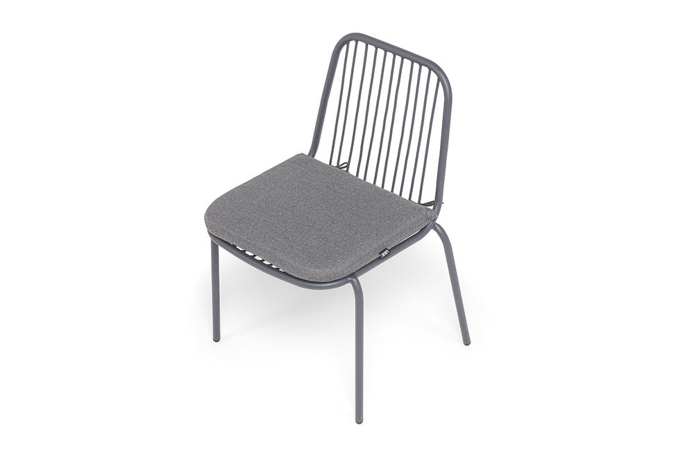 "Кастелло" стул плетеный из роупа, каркас из стали темно-серый (RAL7024) муар, ткань темно-серая 027