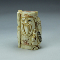 Нэцкэ Дзюродзин с посохом и мешочком денег