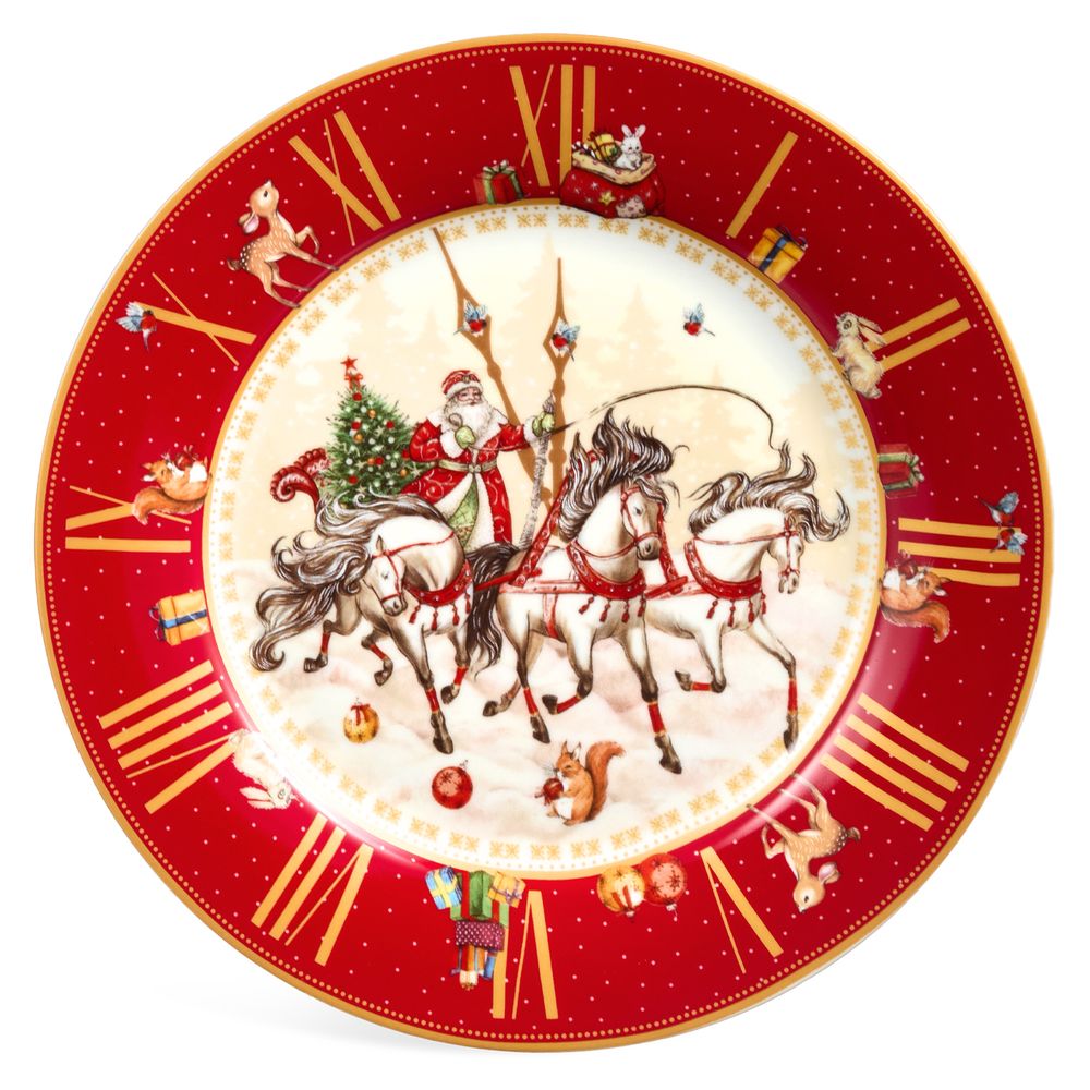 ТАРЕЛКА ОБЕДЕННАЯ LEFARD "ЧАСЫ" 20,5 СМ КРАСНАЯ (КОР=18ШТ.)