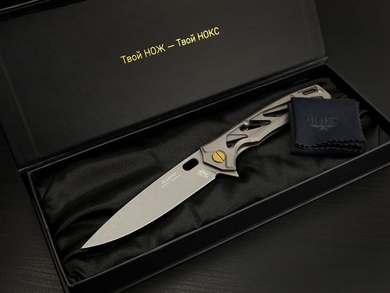 Нож НОКС Майор титановый, серый - сталь М390 серия "Elite" (328-650526)