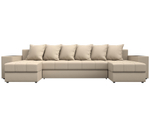 Диван П-образный Дубай полки слева, Бежевый, Экокожа, 31518