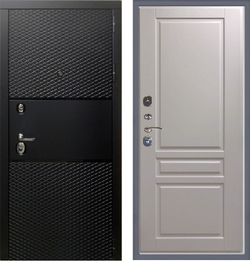 Входная дверь в квартиру Тефлон 3К черный кварц / Стокгольм светло-серый, матовый без текстуры