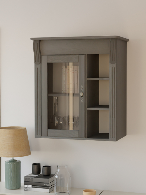 Шкаф навесной Сюзанна, деревянный, серый