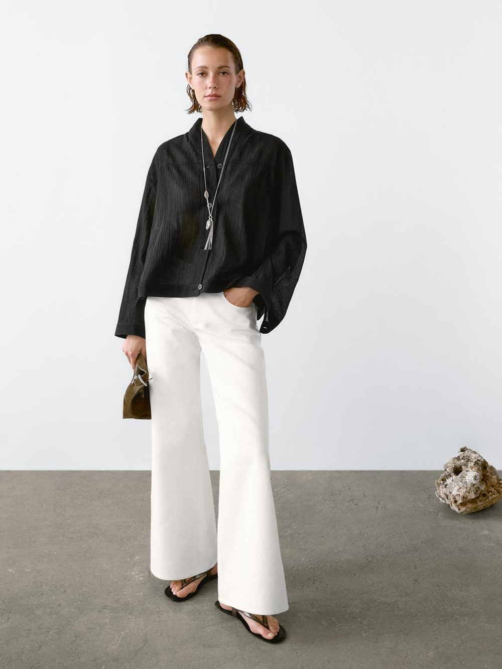 Massimo Dutti Рубашка из 100% хлопка, черный