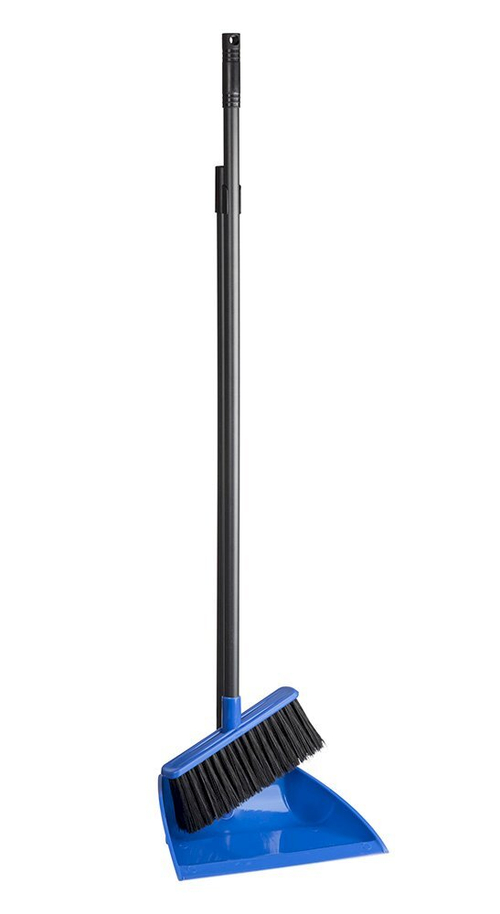 Комплект для уборки Optiline щетка Ленивка с совком на длинных ручках, синий