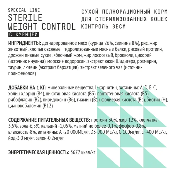 Уценка! Срок 14.08.26/ Сухой корм AJO Cat Sterile Weight Control для стерилизованных кошек, контроль веса