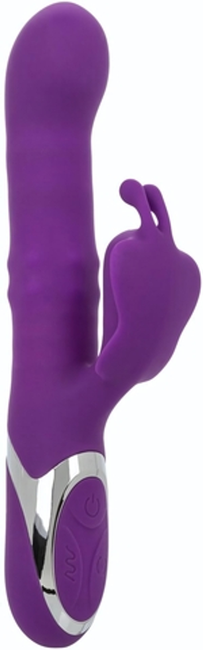 Фиолетовый вибратор-кролик Enchanted Flutter с массажем бусин и пенетрацией (Цвет: розовый)