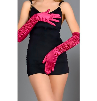 Перчатки атласные длинные бордо