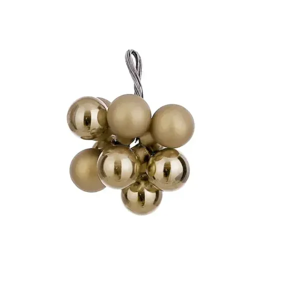 Гроздь стеклянных шаров Ягодный хоровод 2 см., 10 шт., шампань, Christmas DeLuxe (87659)