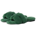 Hermes Oran sheepskin wool one-piece H-shaped hollow one-word slippers women's green, H231288Z H0
