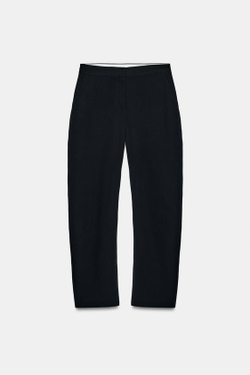 ZARA БРЮКИ BARREL С ВЫСОКОЙ ПОСАДКОЙ, ЧЕРНЫЙ