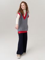 Жилетка для девочки в школу 953 индиго-коралл