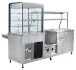 Прилавок-витрина Abat ПВХМ-70КМУ нерж., кашированный, витрина справа