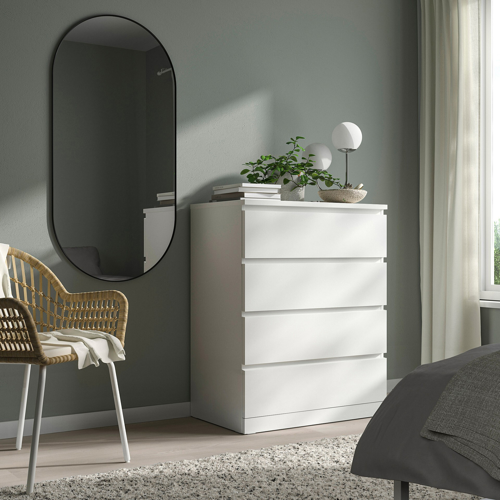 Комод MALM Белый снег 8685 BS (4 ящика) 80*48*102 см, Белый   Фиеста