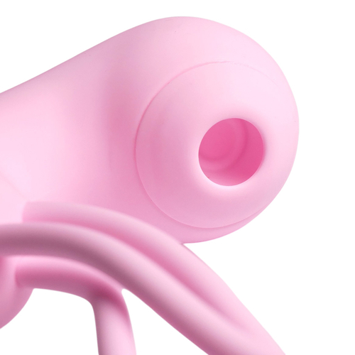 Розовый вакуумный стимулятор 16см с вагинальными виброшариками Youvic DF923-PINK