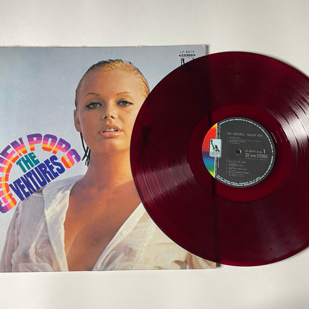 Винтажная виниловая пластинка LP The Ventures Golden Pops (Japan 1969) (No Obi) (Red Wax Vinyl)
