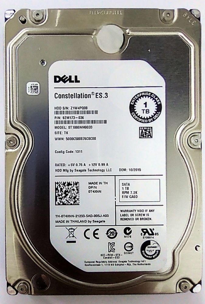 Жесткий диск HDD 1Tb Seagate/DELL , SATA-III, 128Mb, 7200rpm, Constellation ES.3 , ST1000NM0033, 0T4XNN