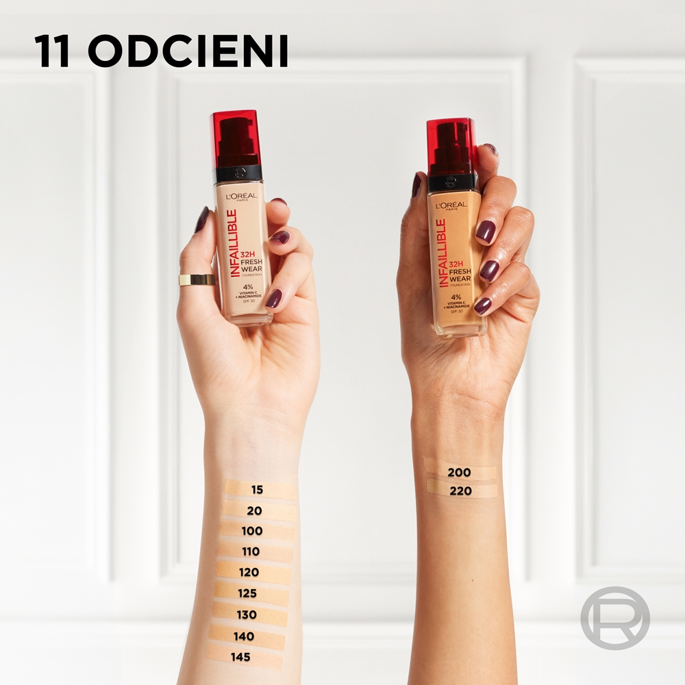 L’Oreal Paris Infaillible 32H Fresh Wear - Долговременное тонирование в жидкой основе оттенок 100 WARM DORE, 30 ml