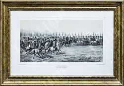 Огюст Раффе. Смотр кавалерии императорской четой.Франция, Париж. Литография. 1845