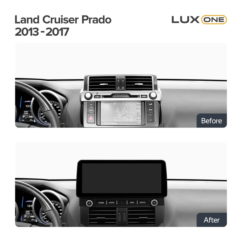 Магнитола для Toyota Land Cruiser Prado 150 2013-2017 - Teyes LUX ONE монитор 12.3" 2K QLED на Android 10, CarPlay, 4G SIM-слот, 6/128ГБ