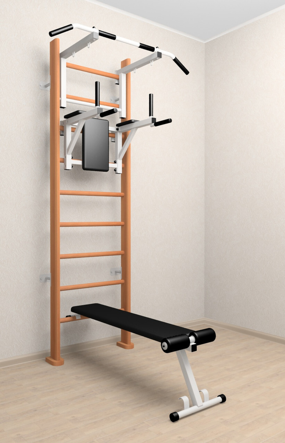 Деревянная шведская стенка Sv Sport 905о (Турник стандарт/Брусья/Скамья)