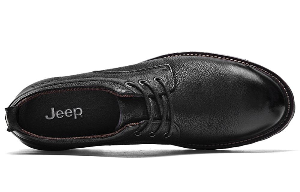 Jeep Casual Leather Shoes Men"s Low top Black