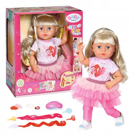 Кукла Zapf Baby born - Интерактивная кукла Блондинка Little Sister 43 см Play & Style - Беби борн 833018