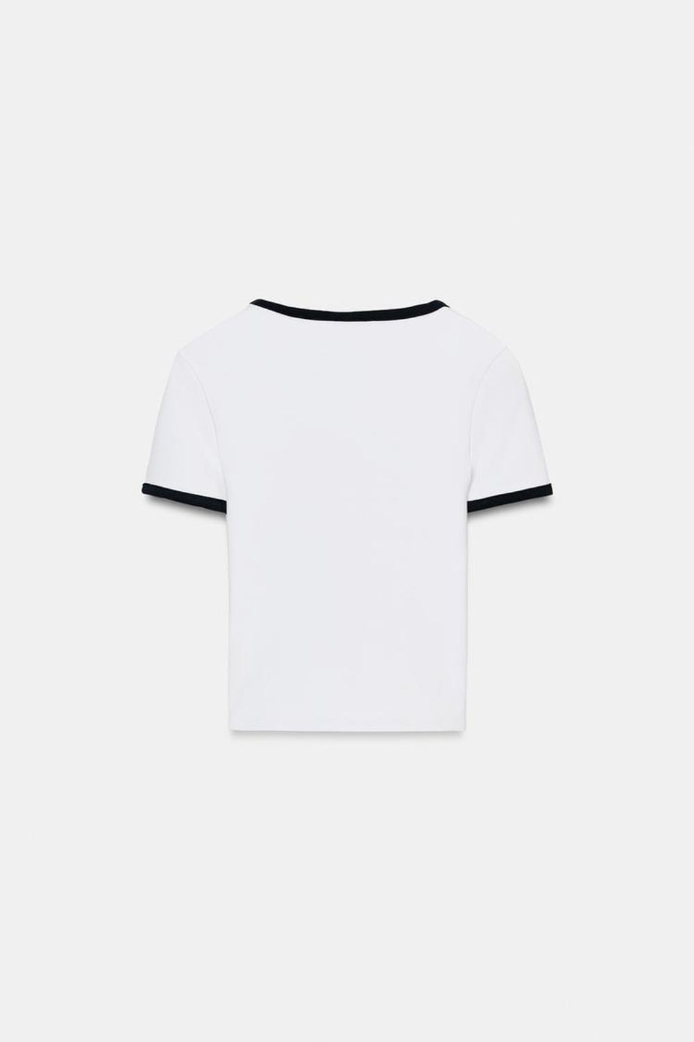 ZARA ФУТБОЛКА С КОНТРАСТНЫМИ ДЕТАЛЯМИ, БЕЛЫЙ