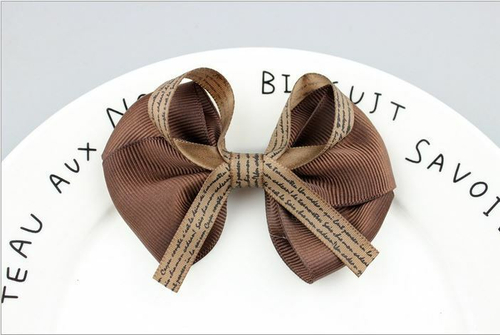 Зажим для волос "Бантик", 9,5*6,5 см. Цвет Кофе, 1 шт.