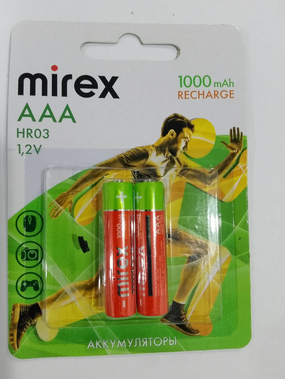 Аккумулятор Mirex R03 1000 mAh (цена за 2 акк)