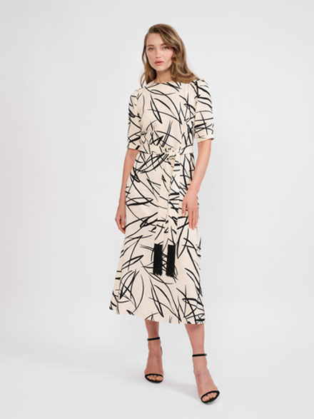 БЕЖЕВОЕ ПЛАТЬЕ ПРИНТ АБСТРАКЦИЯ